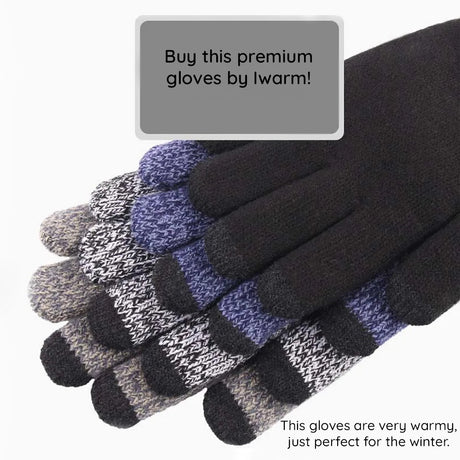 Iwarm Gloves (ST0018), Premium Wool, with Non-slip Details, Size 23cm, Gri
