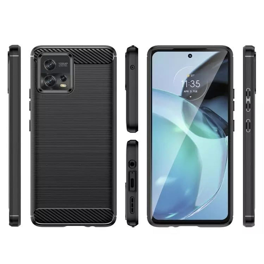 Husa de protectie Techsuit Carbon Silicone compatibil cu Motorola Moto G72, Negru
