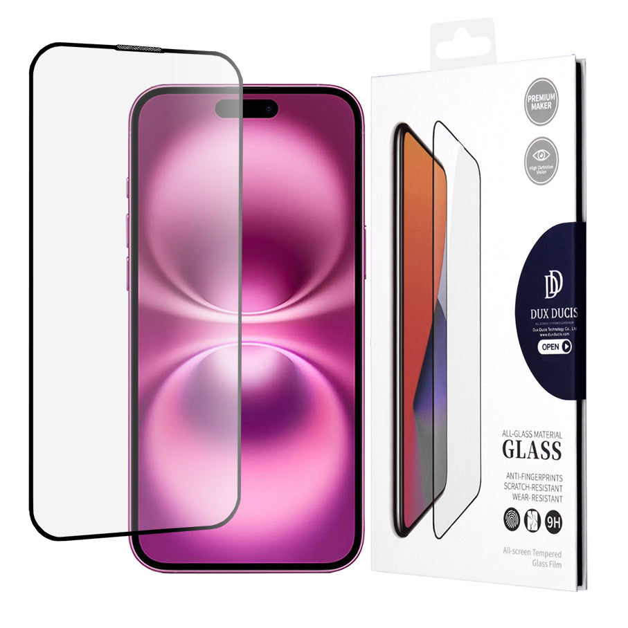 Folie de protectie Dux Ducis Tempered Glass compatibil cu iPhone 16 Plus, Negru