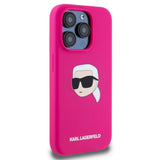Husa de protectie Karl Lagerfeld Silicone MagSafe (KLHMP15XSKHPPLF) compatibil cu iPhone 15 Pro Max, Fuchsia Karl`S Head