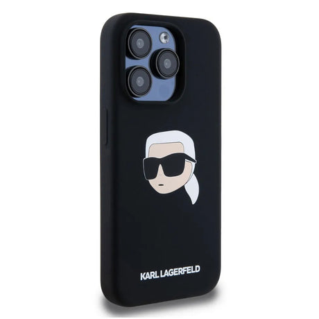 Husa de protectie Karl Lagerfeld Silicone MagSafe (KLHMP15SSKHPPLK) compatibil cu iPhone 15, Karl`s Head