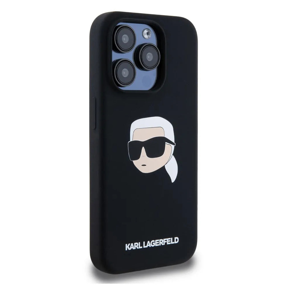Karl Lagerfeld Husa de protectie Karl Lagerfeld Silicone MagSafe (KLHMP15SSKHPPLK) compatibil cu iPhone 15, Karl`s Head 