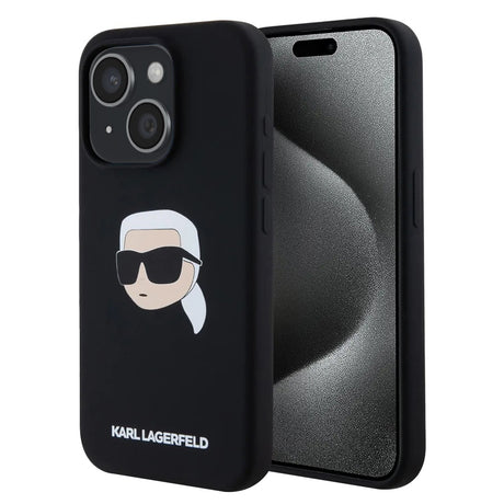 Husa de protectie Karl Lagerfeld Silicone MagSafe (KLHMP15SSKHPPLK) compatibil cu iPhone 15, Karl`s Head
