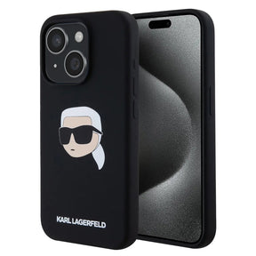 Karl Lagerfeld Husa de protectie Karl Lagerfeld Silicone MagSafe (KLHMP15SSKHPPLK) compatibil cu iPhone 15, Karl`s Head