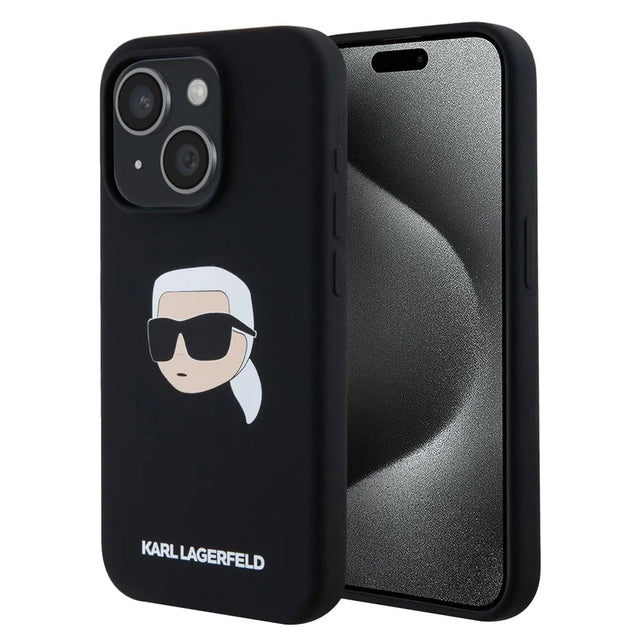 Karl Lagerfeld Husa de protectie Karl Lagerfeld Silicone MagSafe (KLHMP15SSKHPPLK) compatibil cu iPhone 15, Karl`s Head