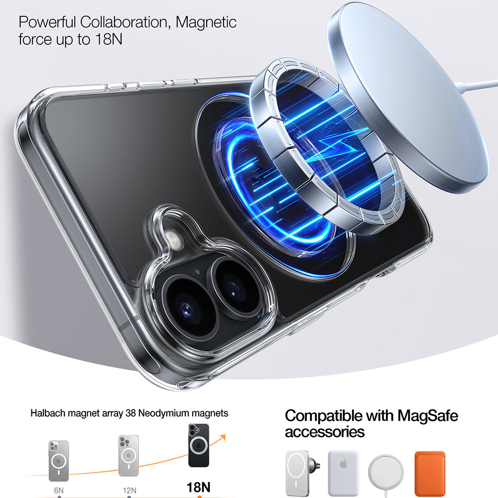 Husa de protectie Torras Ostand Pro MagSafe Series compatibil cu iPhone 16, Transparent
