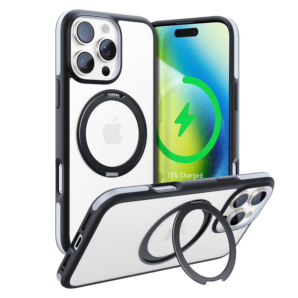 Husa de protectie Torras Ostand R Fusion MagSafe Series compatibil cu iPhone 16 Pro, Negru