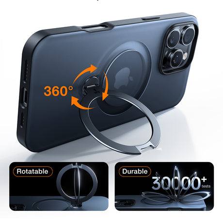 Husa de protectie Torras Ostand Spin MagSafe compatibil cu iPhone 16 Pro, Negru