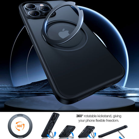 Torras Husa de protectie Torras Ostand Pro MagSafe Series compatibil cu iPhone 15 Pro Max, Negru – imagine 3