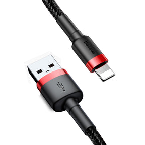 Cablu Baseus Cafule (CALKLF-B19), USB to Lightning, 2.4A, 1m, Rosu Black