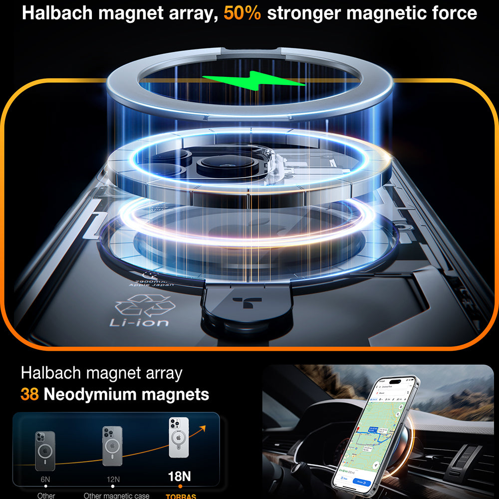 Husa de protectie Torras Ostand MagSafe compatibil cu iPhone 15 Pro Max, Transparent
