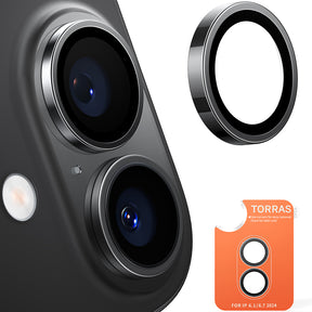 Folie de protectie Torras Lensguard Camera compatibil cu iPhone 16 / iPhone 16 Plus, Negru