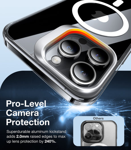 Husa de protectie Torras Lstand MagSafe compatibil cu iPhone 15 Pro, Transparent