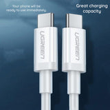Cablu Ugreen US264 (60520), USB-C, PD60W 3A, 2m, Alb