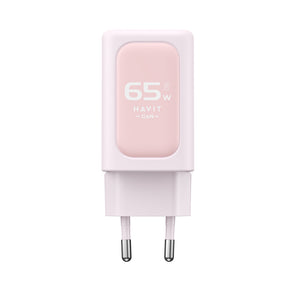 Incarcator Havit (UC260 EU), 2x USB-C, USB, 65W, Roz