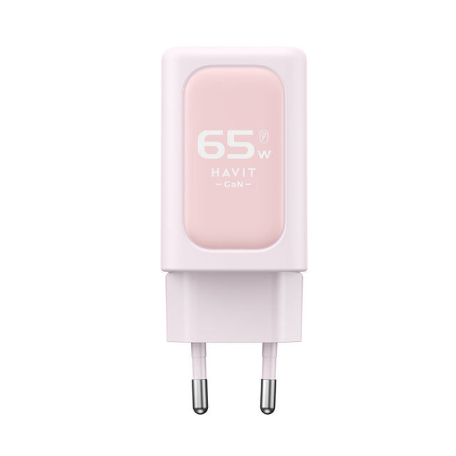 Incarcator Havit (UC260 EU), 2x USB-C, USB, 65W, Roz