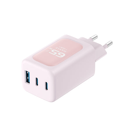 Incarcator Havit (UC260 EU), 2x USB-C, USB, 65W, Roz