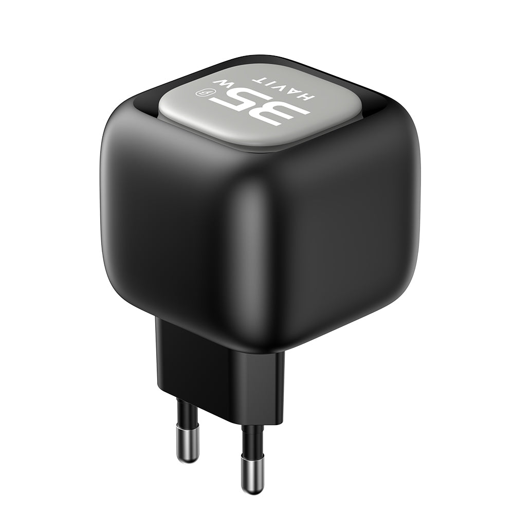 Incarcator Havit (UC251 EU), Type-C Retractable Cable, Type-C, USB, GaN, 35W, Negru / Gray