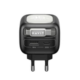 Incarcator Havit (UC251 EU), Type-C Retractable Cable, Type-C, USB, GaN, 35W, Negru / Gray
