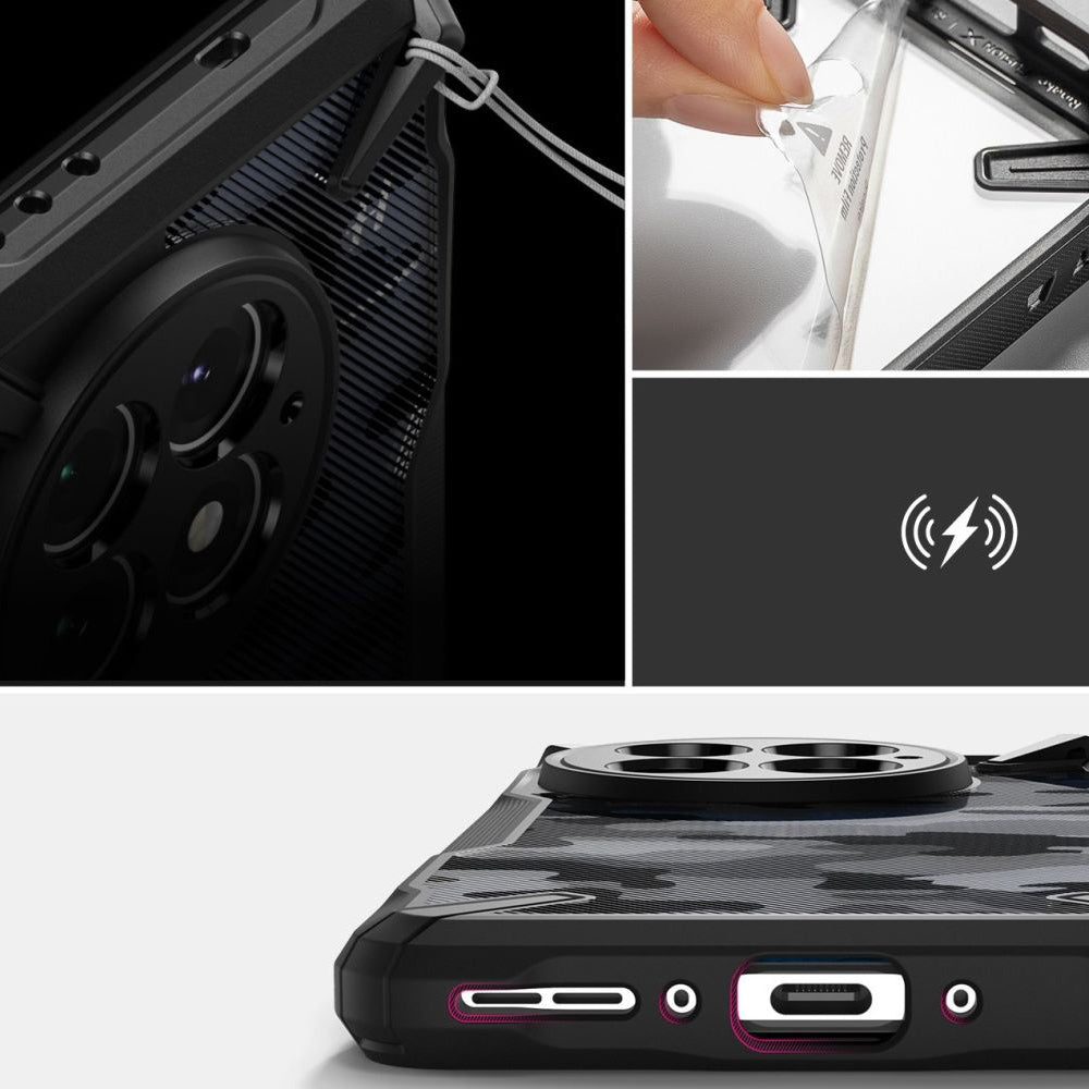Husa de protectie Ringke Fusion X Design compatibil cu OnePlus 13, Camo Black