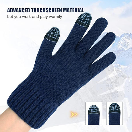 Techsuit Gloves (ST0012), from Alpaca Wool, Size 22cm, Bleumarin