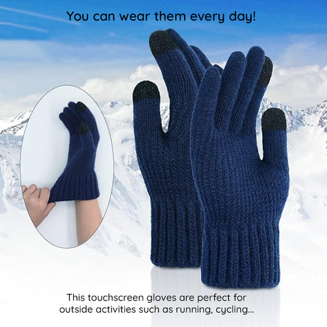 Techsuit Gloves (ST0012), from Alpaca Wool, Size 22cm, Gri Inchis