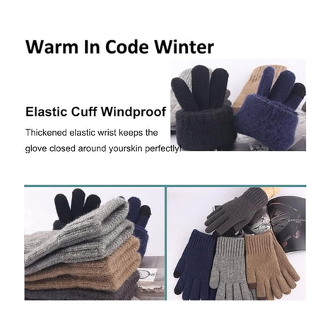 Techsuit Gloves (ST0012), from Alpaca Wool, Size 22cm, Gri Deschis