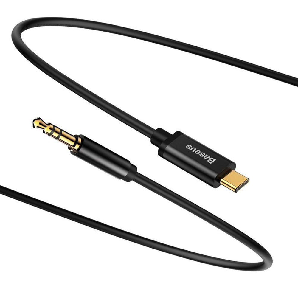 Cablu Baseus Audio Adapter M01 (CAM01-01), USB-C to Jack 3.5mm, Digital Audio Transmission, Gold-plated Plug, 1.2m, Negru