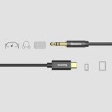Cablu Baseus Audio Adapter M01 (CAM01-01), USB-C to Jack 3.5mm, Digital Audio Transmission, Gold-plated Plug, 1.2m, Negru