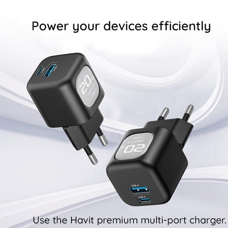 Incarcator Havit (UC220 EU), USB, Type-C, GaN, 20W, Negru / Gray