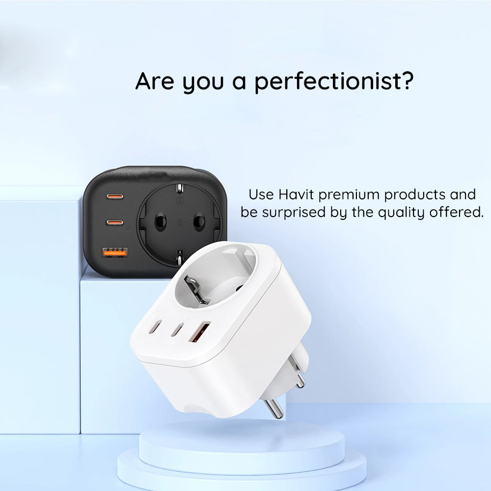 Incarcator Havit (UC142 EU), EU Socket, 2x Type-C, USB, 30W, Negru
