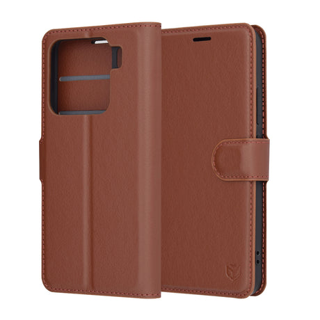 Husa de protectie Techsuit Leather Folio compatibil cu Xiaomi 15, Maro