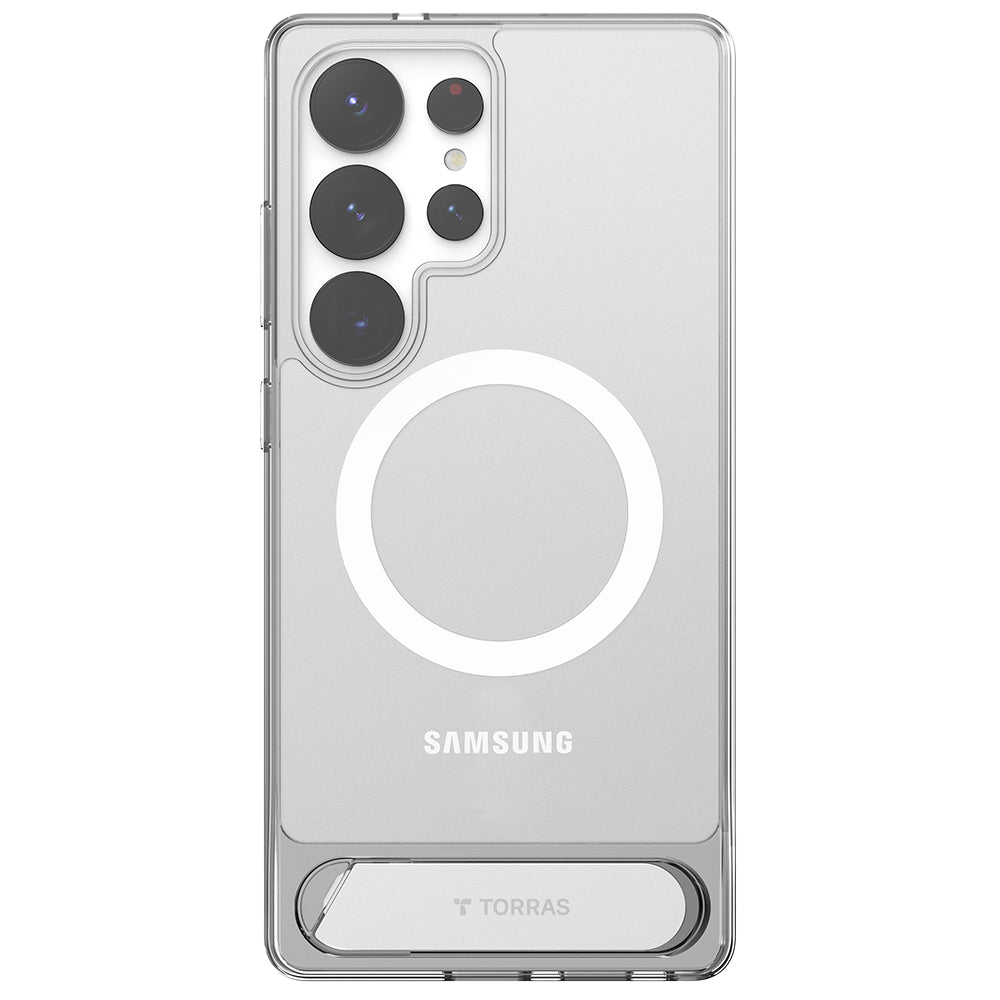 Husa de protectie Torras Pstand MagSafe compatibil cu Samsung Galaxy S25 Ultra, Transparent