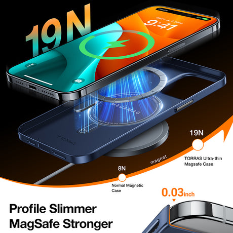 Husa de protectie Torras OriginFit-Mag Series compatibil cu iPhone 15 Pro Max, Bleumarin