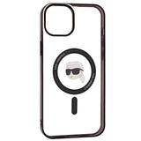 Husa de protectie Karl Lagerfeld IML MagSafe (KLHMP15MHKHNOTK) compatibil cu iPhone 15 Plus, Transparent Karl`S Head