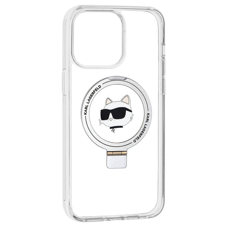 Husa de protectie Karl Lagerfeld Hardcase Ring Stand MagSafe (KLHMP15XHMRSCHH) compatibil cu iPhone 15 Pro Max, Alb Choupette Head