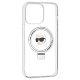 Husa de protectie Karl Lagerfeld Hardcase Ring Stand MagSafe (KLHMP15XHMRSKHH) compatibil cu iPhone 15 Pro Max, Alb Karl Head
