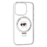 Husa de protectie Karl Lagerfeld Hardcase Ring Stand MagSafe (KLHMP15LHMRSKHH) compatibil cu iPhone 15 Pro, Alb Karl Head
