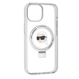 Husa de protectie Karl Lagerfeld Hardcase Ring Stand MagSafe (KLHMP15SHMRSKHH) compatibil cu iPhone 15, Alb Karl Head