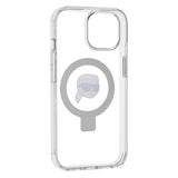 Husa de protectie Karl Lagerfeld Hardcase Ring Stand MagSafe (KLHMP15SHMRSKHH) compatibil cu iPhone 15, Alb Karl Head
