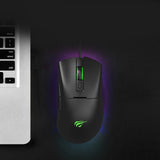 Tastatura/Mouse Havit Wired Gaming Mouse (MS966), with RGB Lights, 800/1600/3200/6400/8000/12000 DPI, 1.6m, 5V, Negru