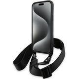 Husa de protectie BMW Leather M Edition Carbon Stripe & Strap compatibil cu iPhone 15 Plus (BMHCP15M23PSCCK), Negru