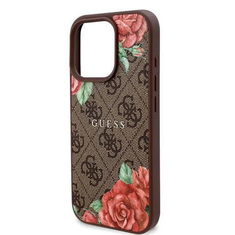 Guess Hardcase 4G Flower Print MagSafe barna tok iPhone 16 Pro Max készülékhez