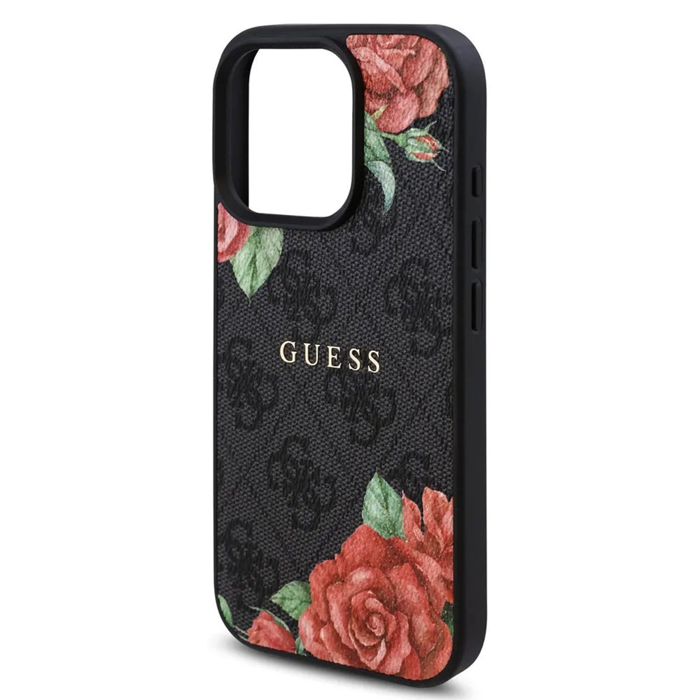 Husa de protectie Guess Hardcase 4G Flower Print MagSafe (GUHMP16LP4ROPEMCK) compatibil cu iPhone 16 Pro, Negru