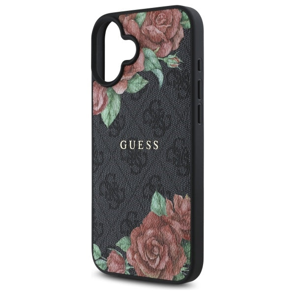 Husa de protectie Guess Hardcase 4G Flower Print MagSafe (GUHMP16SP4ROPEMCK) compatibil cu iPhone 16, Negru