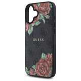 Husa de protectie Guess Hardcase 4G Flower Print MagSafe (GUHMP16SP4ROPEMCK) compatibil cu iPhone 16, Negru