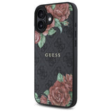 Husa de protectie Guess Hardcase 4G Flower Print MagSafe (GUHMP16SP4ROPEMCK) compatibil cu iPhone 16, Negru