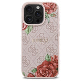 Husa de protectie Guess Hardcase 4G Flower Print MagSafe (GUHMP16LP4ROPEMCP) compatibil cu iPhone 16 Pro, Roz