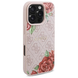 Husa de protectie Guess Hardcase 4G Flower Print MagSafe (GUHMP16LP4ROPEMCP) compatibil cu iPhone 16 Pro, Roz