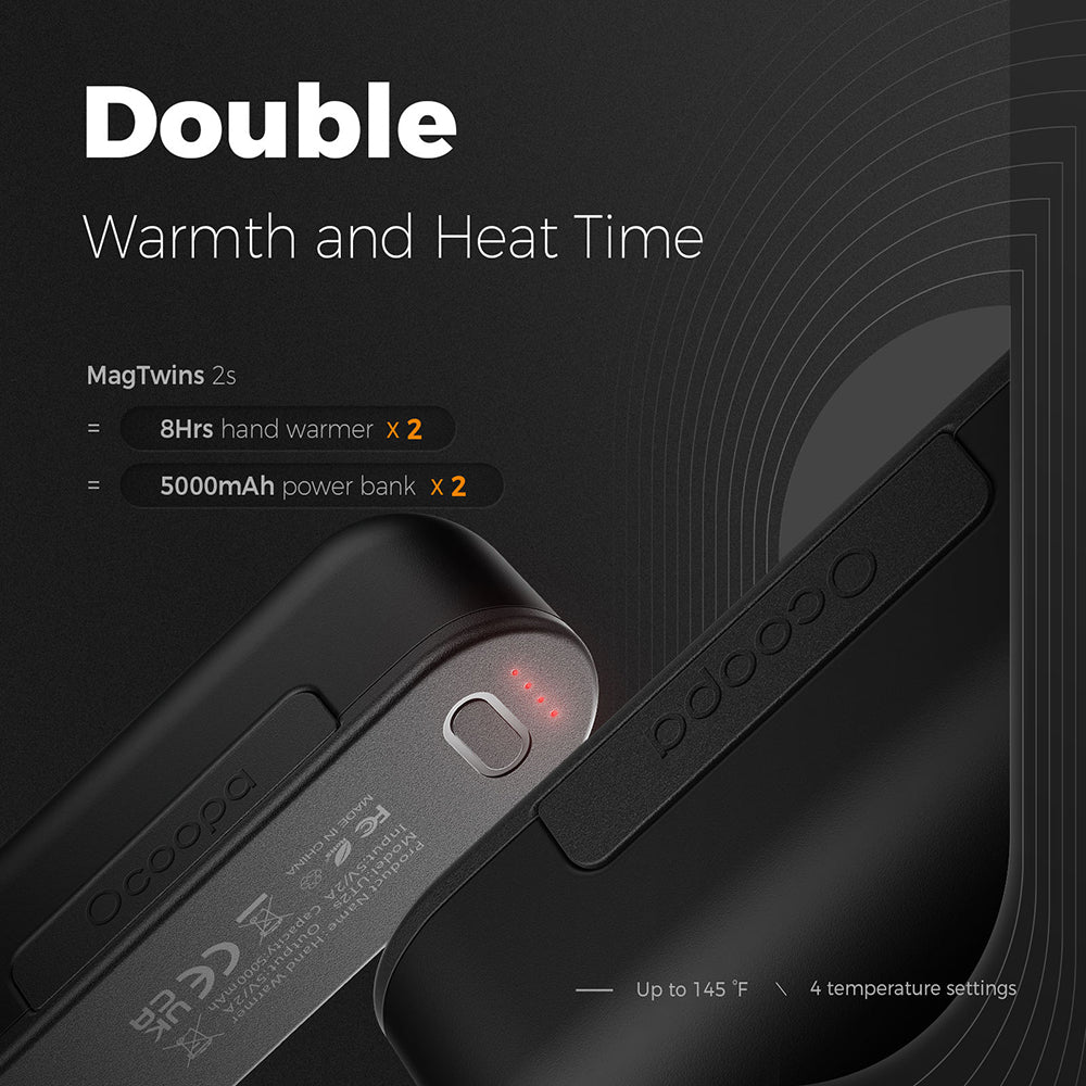 Ocoopa Hand Warmer UT2s (UT2S-GY), Type-C, with Power Bank, Electric, Magnetic Design, MagTwins, 2x 5000mAh, Gri